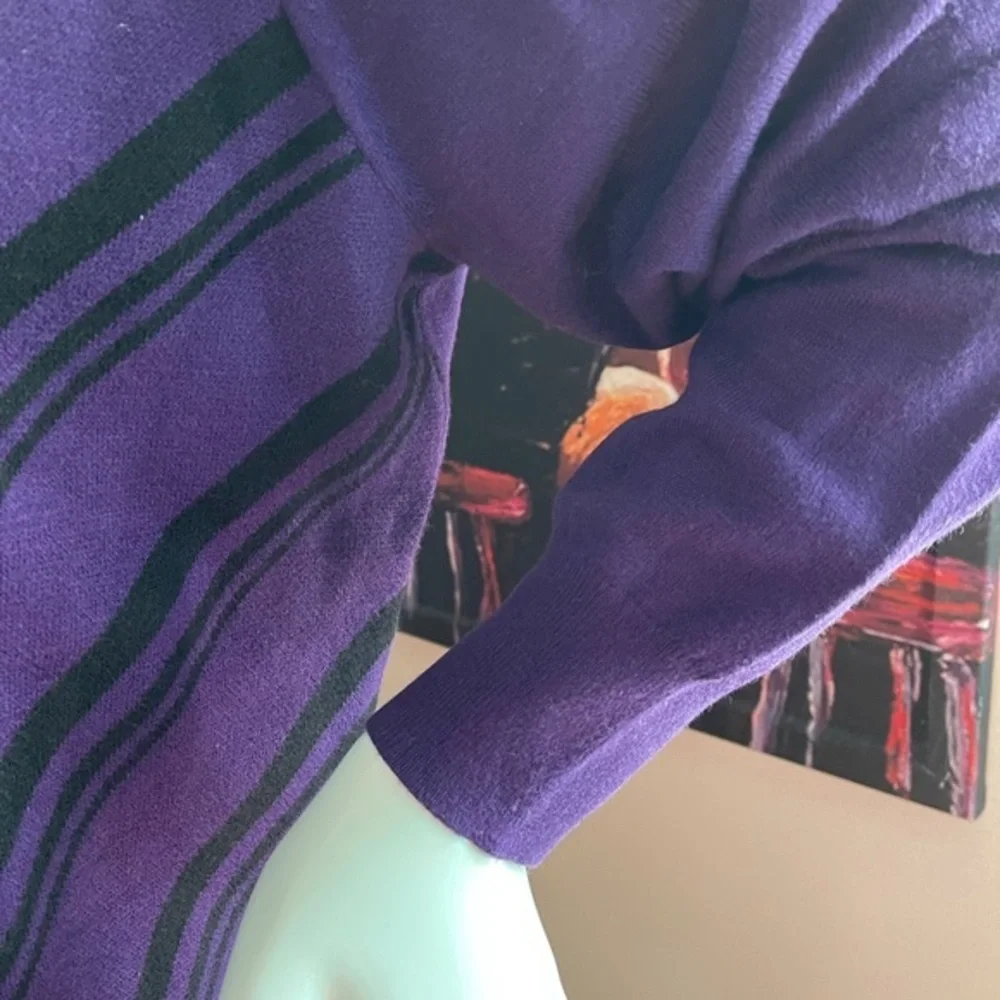 ⭐️Liz‎ Claiborne Womens Crew Neck Long Sleeve Pullover Sweater purple chevr